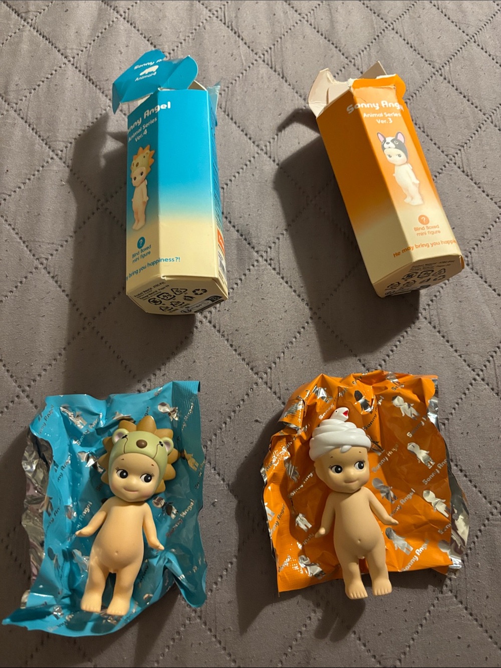 2 Sonny Angel Mini Figures - Blue & Orange Boxes with Two Figures
